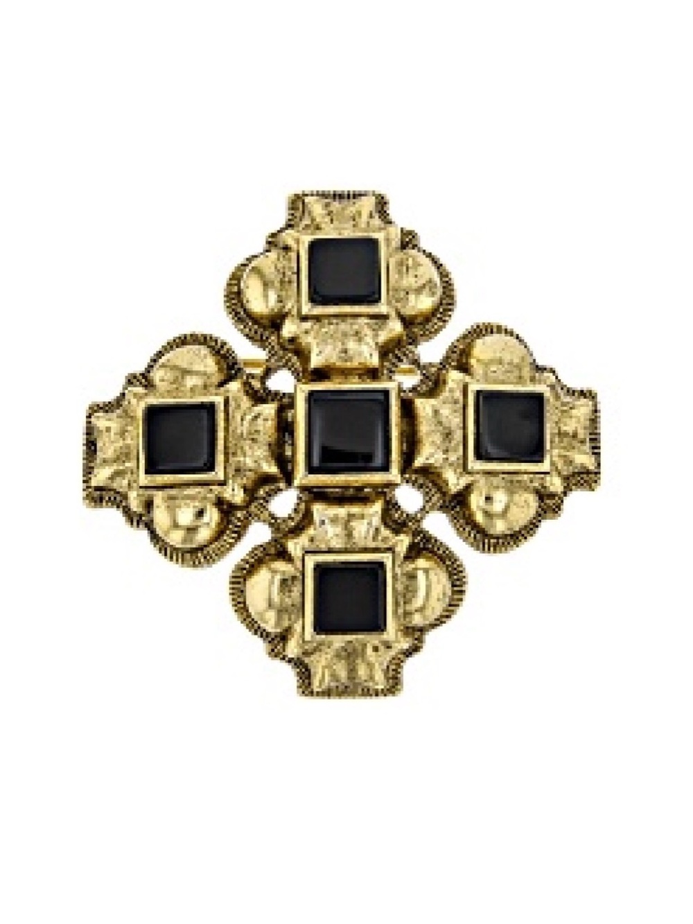 1928 JEWELRY(R) ONYX CRYSTAL GOLD-TONE BROOCH